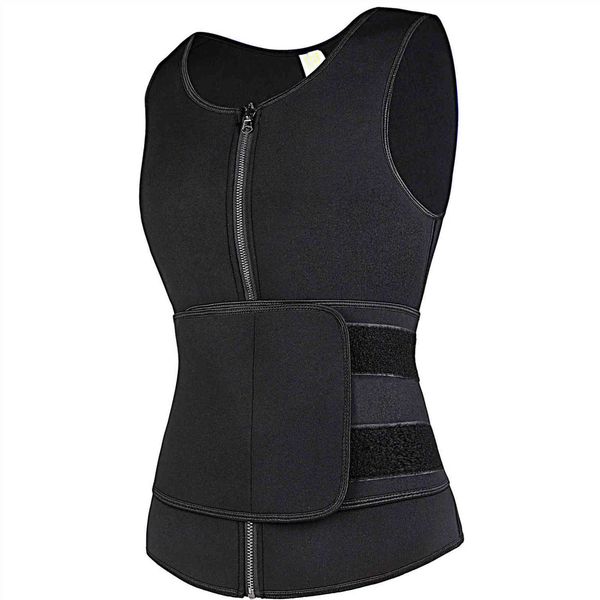 

luxury women's shapers straight sports sweat wicking zipper neoprene men's body shaping cloth single reinforced belt vt, Black;white