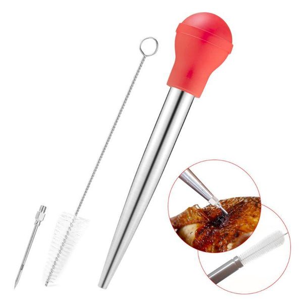 

tools & accessories 4pcs/set turkey baster injector needle cleaning basting brush bbq barbecue t84f