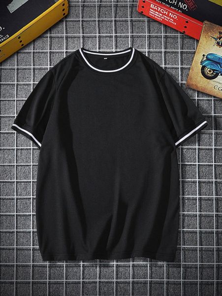 

men striped trim tee f9vq#, White;black
