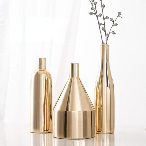 

vases wedding gold vase plant table dry flower pots desk decor ceramic planter pot decoration luxe vaas office accessories yd50hp
