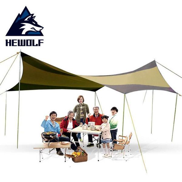 

hewolf silver coating anti uv sun shelter 5-10 person picnic beach tent pergola awning canopy camping sunshelter 5x5m tents and shelters
