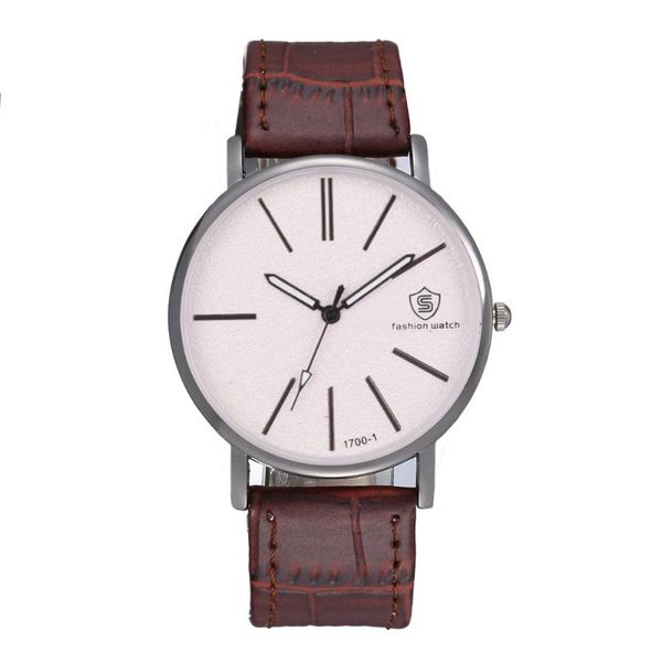 

wristwatches fashion belt quartz watch for men's leisure business, Slivery;brown