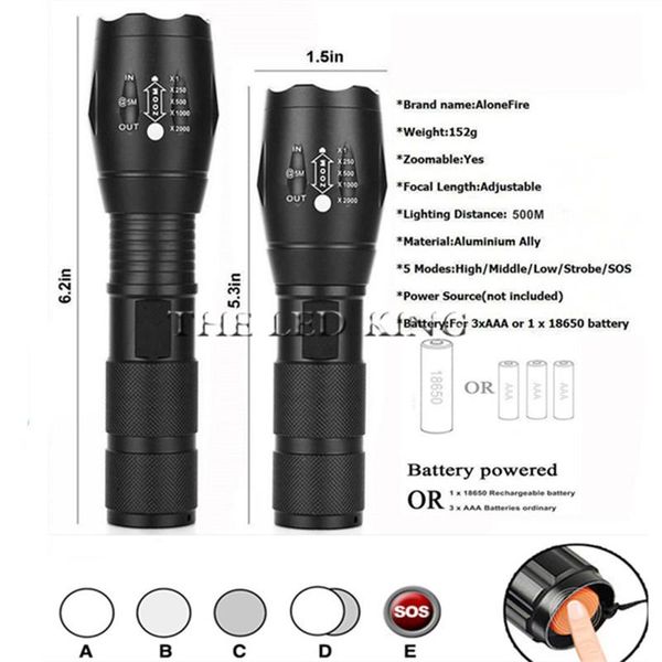 

lumens xm-l t6 l2 led rechargeable zoomable linternas torch light by 1*18650 or 3* lamp hand flashlights torches