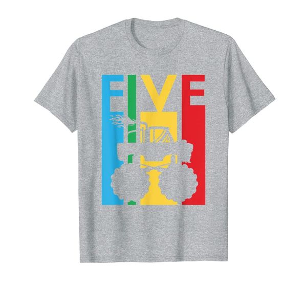 

5th birthday gift five colorful monster truck 5 year old t-shirt, White;black