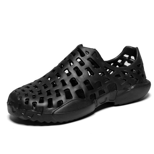 

sandals women outside beach shoes hollow out round toe eva slippers thick bottom cover heel vogue couples jelly nice, Black