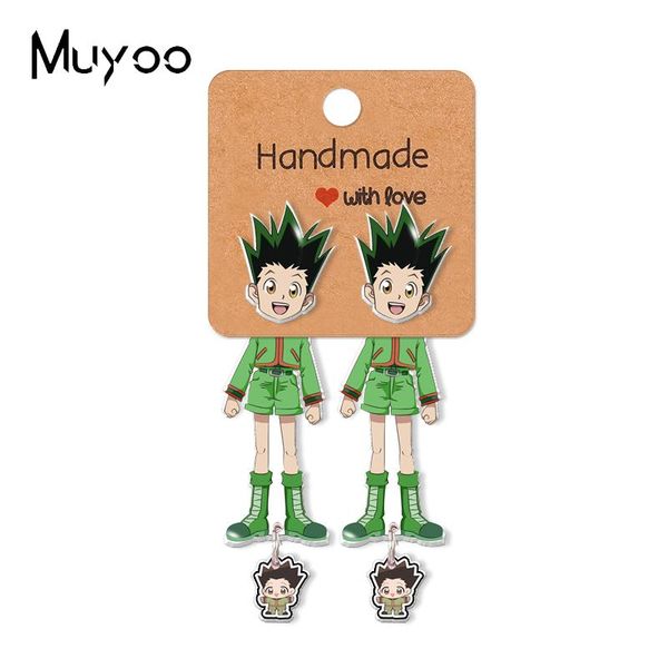 

stud 2021 anime x gon killua epoxys acrylic earrings handcraft, Golden;silver