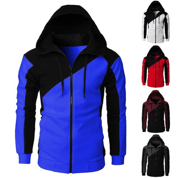 

men's t-shirts contrasting color hoodies sweatshirts leisure men hoodie sweatshirt pullover man zipper for male clothing, White;black