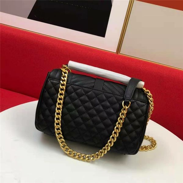 

designer letter cross body bags gold buckle with ornament shoulder bag detachable handbags super soft check black real leather flap fashion