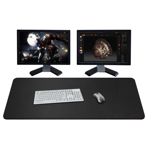 

mouse pads & wrist rests extra 110x50cm large anti-slip keyboard black pu leather pad desk mat portable computer