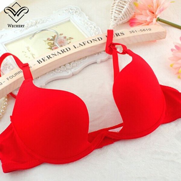 

bras wechery deep u plunge shaped bra lowcut halter convertible multiway push up women bralet minimizer bralette bh underwear ccpk, Red;black