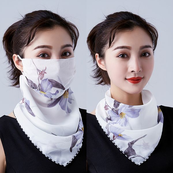

chiffon summer women's silk small scarf sunscreen mask