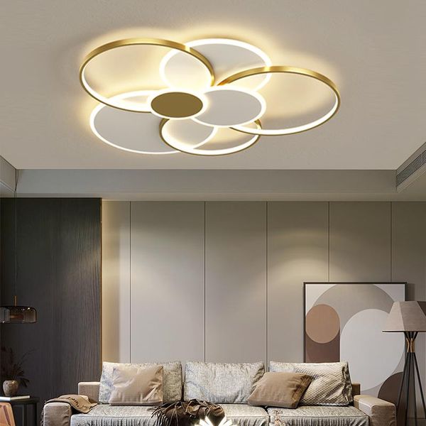 

chandeliers modern led ceiling chandelier living room bedroom study circle gold/black home decor fixture with remote control