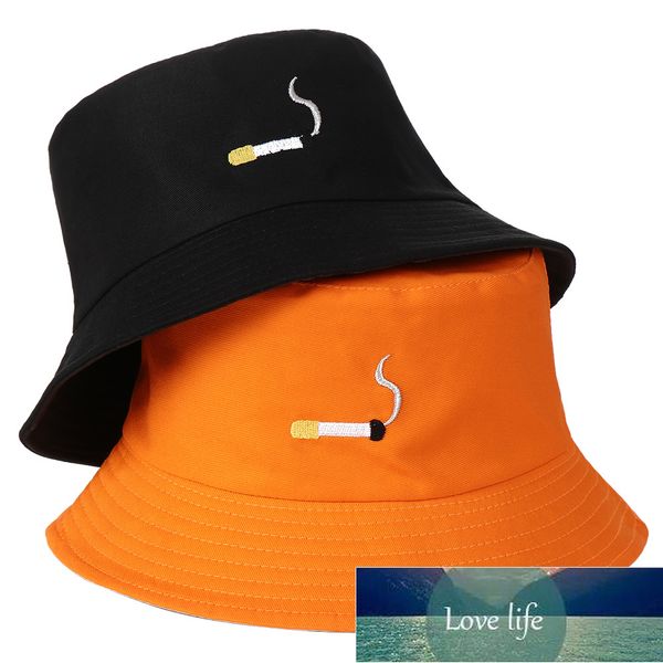 

new fishing cap men women cigarette embroidery bucket hat panama bob hat summer cotton sun protection lovers flat hat factory price expert d, Blue;gray