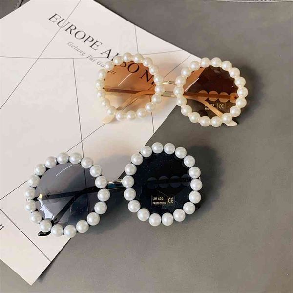 

80% off store online rihanna same glasses pearl metal round frame sunglasses ins red fashion show wedding pgraphy, White;black