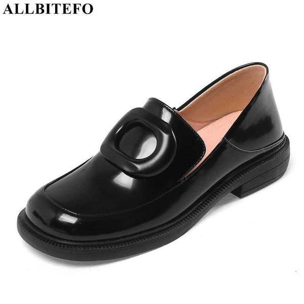 

allbitefo waterproof platform shoes comfortable genuine leather high heel high-end fashion student women heels 210611, Black