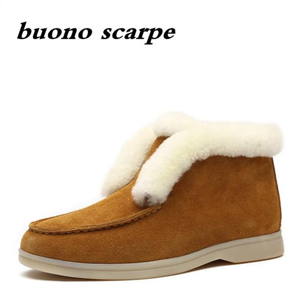 

boots ankle cow-suede-leather bootsr warm winter slip-on snow for women, Black