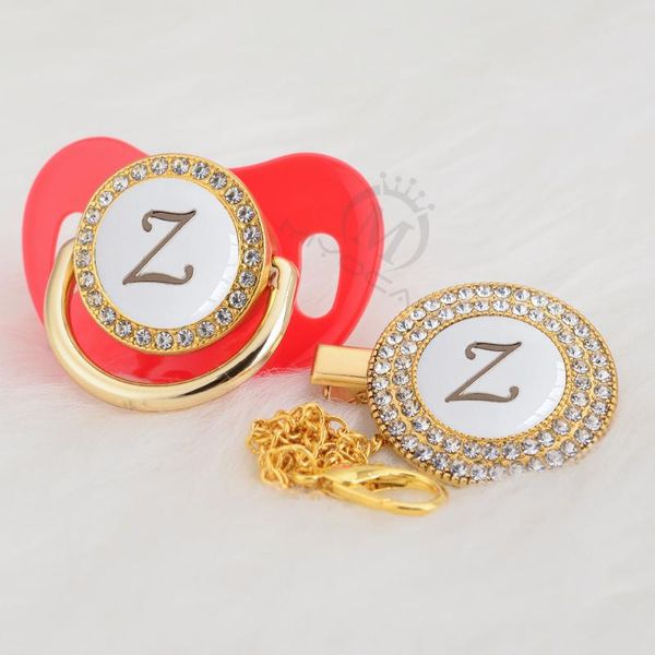 

pacifiers# miyocar name initial letter z white silver bling pacifier and clip bpa dummy unique design sgs pass lz-w
