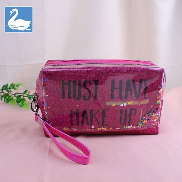 

cosmetic bags & cases 3d letter printing laser bag sequin stitching pvc zipper women makeup pouch toiletry organizer