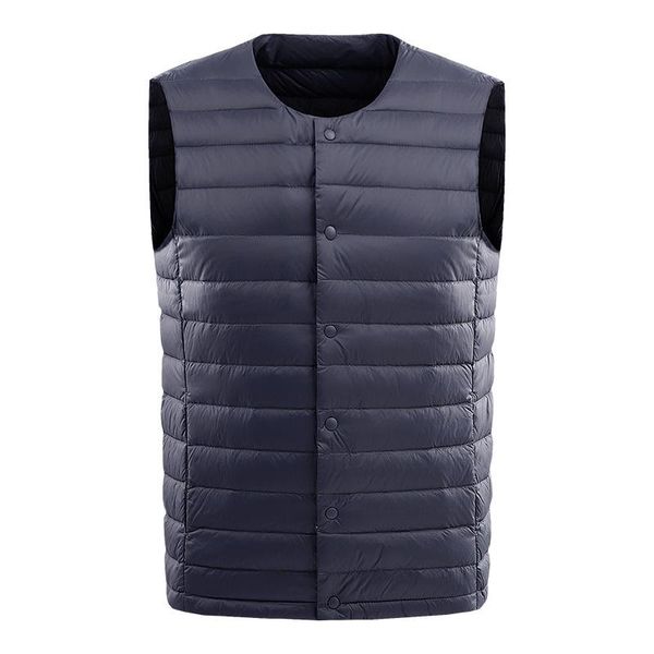 

men's vests autumn and winter lightweight down jacket waistcoat v-neck large size thin casual trendy vest men clothing, Black;white