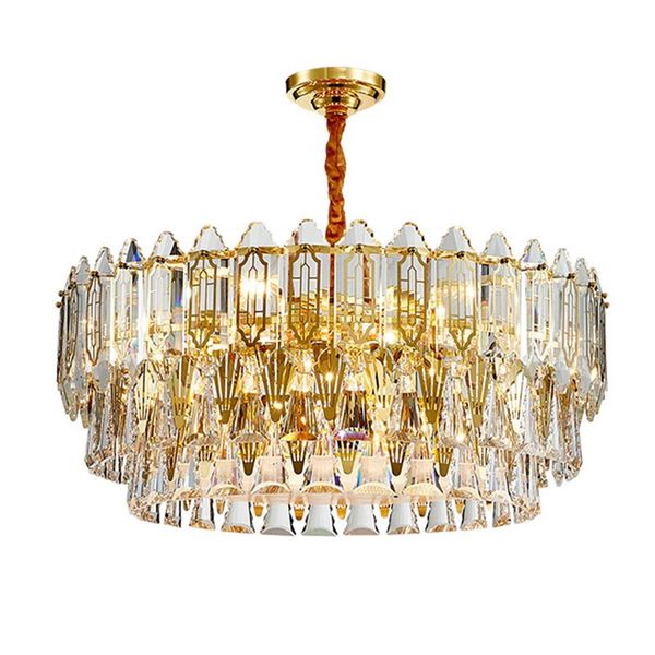 

pendant lamps light fixtures for celling hanging luxury modern lamp k9 crystal golden indoor stainless steel chandelier dinning room