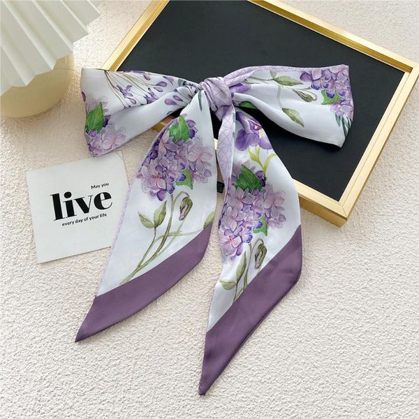 

scarves women silk scarf honeybee long skinny bag head ladies, Blue;gray