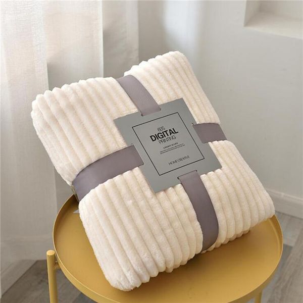 

blankets solid striped throw blanket flannel fleece soft bed cover winter warm stitch fluffy linen bedspread for sofa bedroom