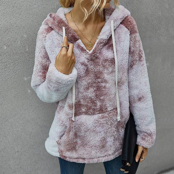 

women's hoodies & sweatshirts fashion tie-dye thickened 2021 autumn winter women hooded sweatshirt oversize warm casual loose plush pul, Black