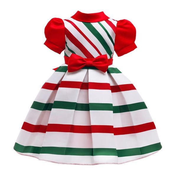 

girl's dresses 3-10 years old children's princess dress girl stripe baby birthday party christmas evening, Red;yellow