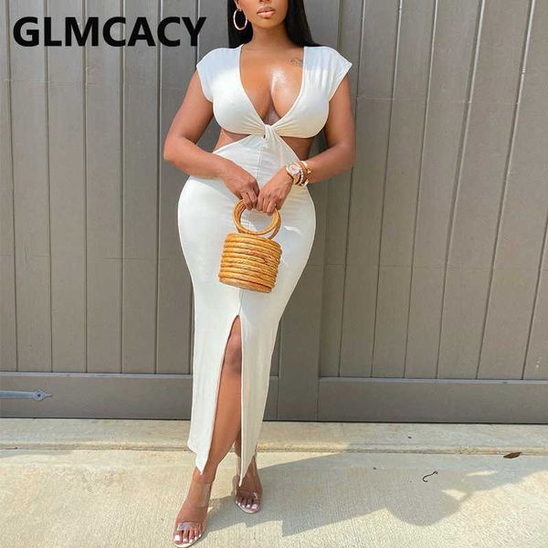 

v neck open back bodycon dress slit summer evening party dress 210702, Black;gray