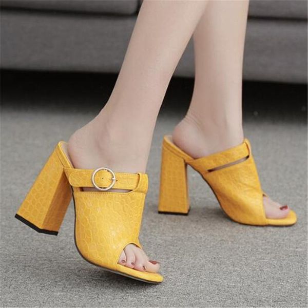 

sandals fashion high heel slippers women summer peep toe mules elegant ladies pumps female super shoes, Black