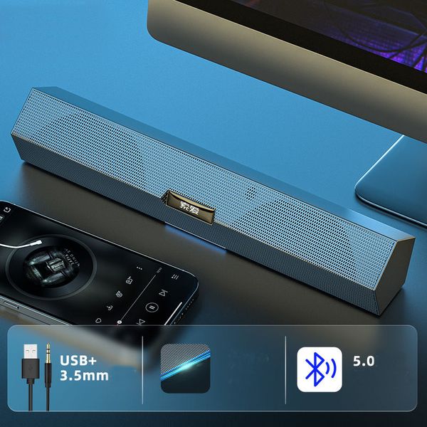 Bluetooth Soundbar Soundbar USB Wired Power 3D Surround Strong Stereo Barra Alto-falante para computador portátil Telefones Tridimensional Caixa de música cercada