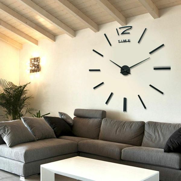 

wall clocks diy large 3d number mirror art clock sticker big watch home room decor