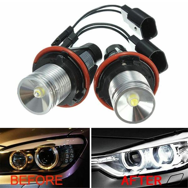 

car headlights 2x 6000k angel eyes halo 20w cree led ring marker bulbs for x5 e39 e60 e63 e61 motorcycle headlight bulb lamp accessorie