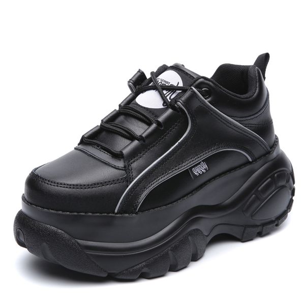 

2489ins platform european and american sneakers women harajuku retro daddy platform shoes casual korean style heightened easy wear shoes, Black