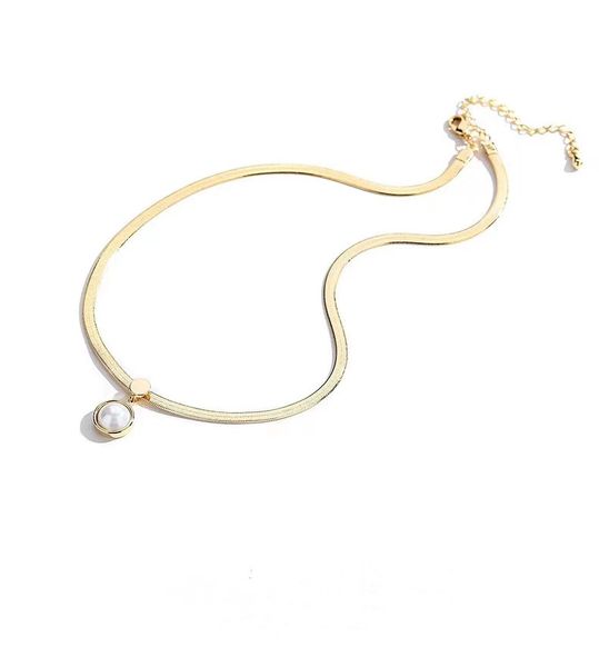 

design titanium steel 18k gold inlaid pearl pendant necklace ladies party wedding fashion necklaces with gift box, Silver