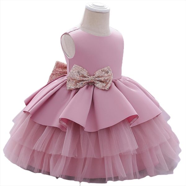 

summer kids baby girls girl dresses princess double bowknot sleeveless backless zipper clothes 0 4years, Red;yellow