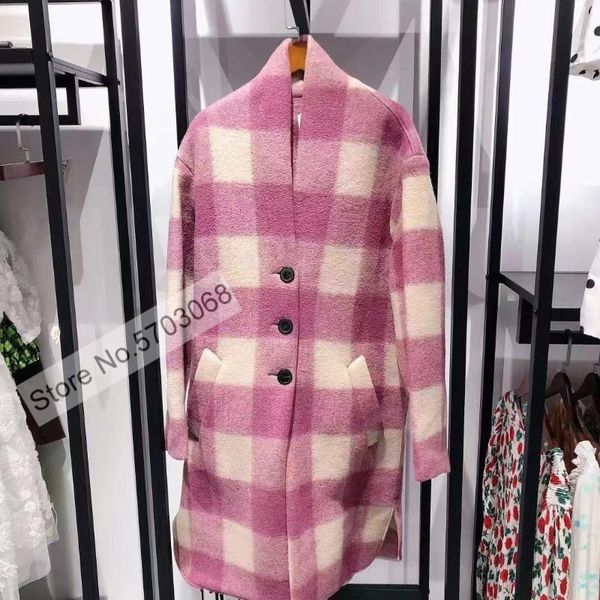 

women's wool & blends [elfstyle]ladies woolen contrast plaid pockets blend long coat outerwear - store fashion online, Black