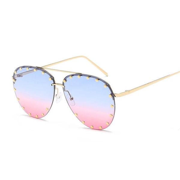 

sunglasses 2021 fashion rivet metal round frame men and women driving, White;black