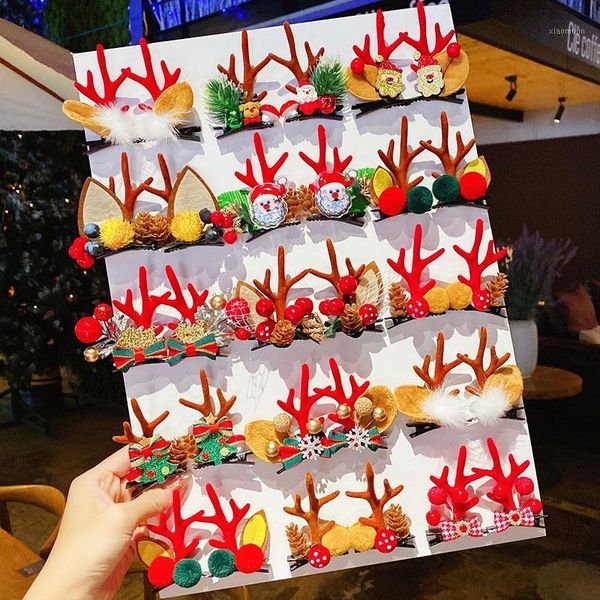 

hair accessories 1pair women girls cute cartoon christmas antlers hairpins sweet year clip barrette novelty fashion, Slivery;white