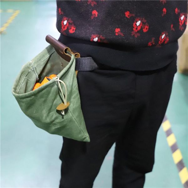 

leather and canvas bushcraft bag, foraging pouch for hiking, treasures & seashells, easy looping around belts storage bags