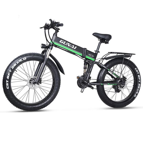 

gunai electric bicycle 1000w e-bike fat tire mountain bike folding electric bike with lcd display 48v removeable lithium battery