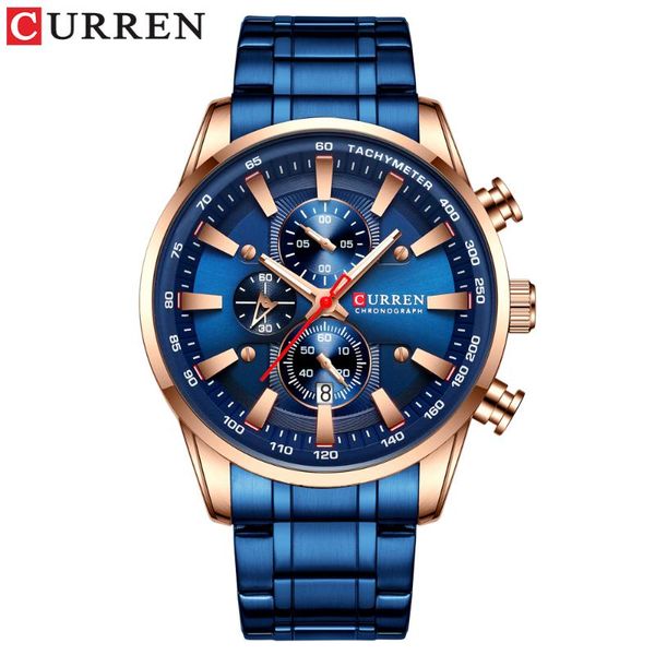 

fashion brand sport watch men stainless steel chronograph wristwatch male clock auto date casual business reloj wristwatches, Slivery;brown