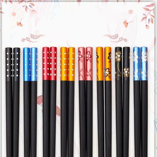 

chopsticks 24cm high-end flower rhinestone sushi sticks household non-slip mildew resistant heat-resistant