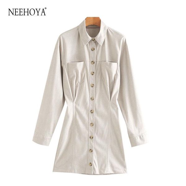 

women 2021 chic fashion with pockets faux suede pleated mini dress vintage long sleeve button-up female dresses mujer casual, Black;gray