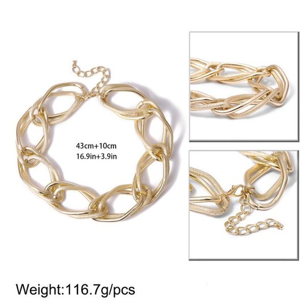 

chokers hip hop golden multi layered big thick chunky clavicle chain charm choker necklace for stylish women jewelry, Golden;silver