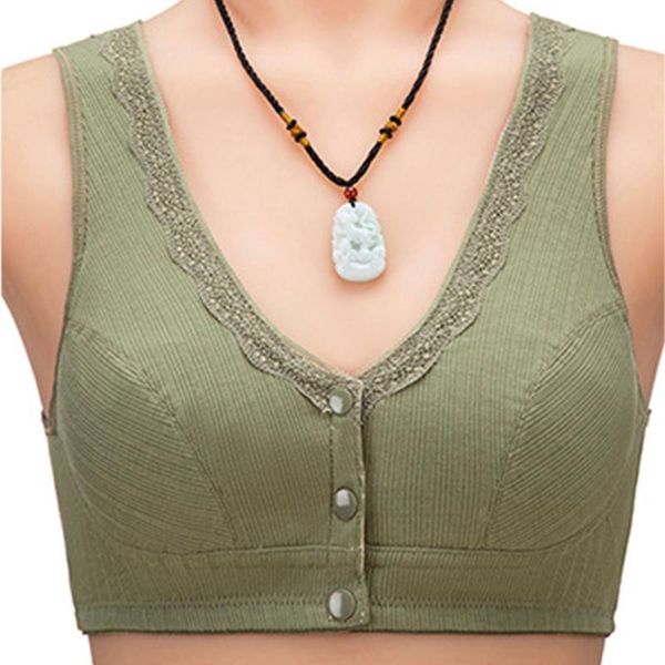 

bras 2021 lace comfortable women's button daily front buckle breathable underwear shockproof sports fitness bra, Red;black