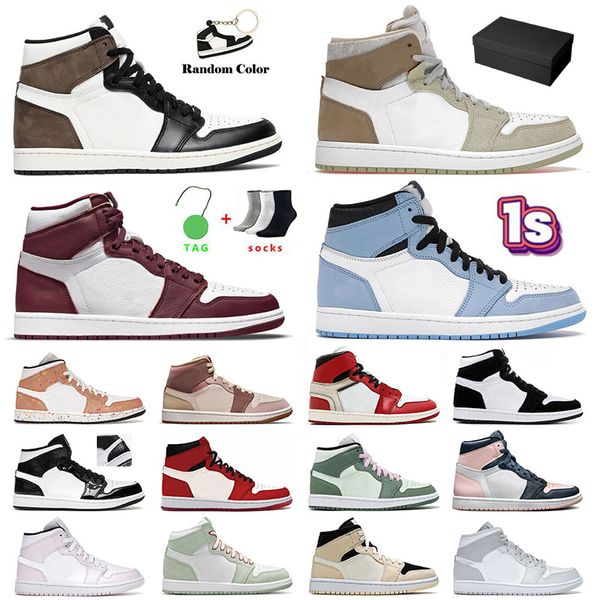 

1 1s jumpman basketball shoes authentic mens womens olive aura sports sneakers bordeaux mid carbon fiber dutch green pink seafoam trainers s