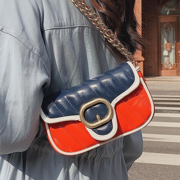 

evening bags contrast color lattice flap underarm bag 2021 pu leather women's designer handbag small shoulder messenger