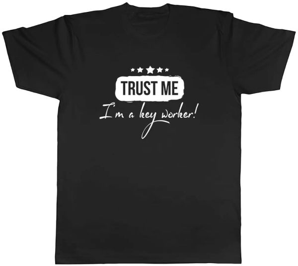 

trust me i'm a keyworker mens t-shirt tee, White;black