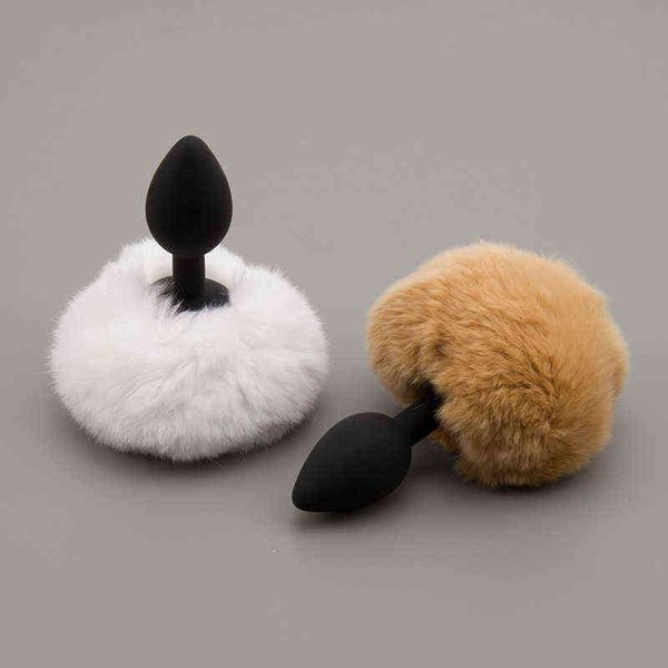 NXY Seks Anal Oyuncaklar Erotik Y Silikon Butt Plug Tavşan Kuyruk Küçük Boyutu Yapay Penis Renkli Bunny Kız Ön Seviyesi Yetişkin Oyuncaklar Kadın için 1206